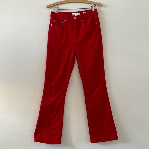 Re/Done Denim - RE/DONE, RE/DONE Originals Velvet Crop Kick Flare Jeans In Red, Size 25